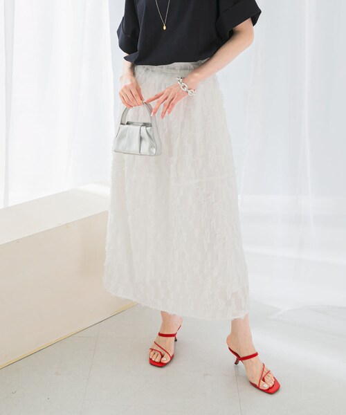 URBAN RESEARCH ROSSO（アーバンリサーチロッソ）の「ジャガードコクーンスカート（スカート・レディース・WHITE/BLACK・36/38）」の4枚目の写真