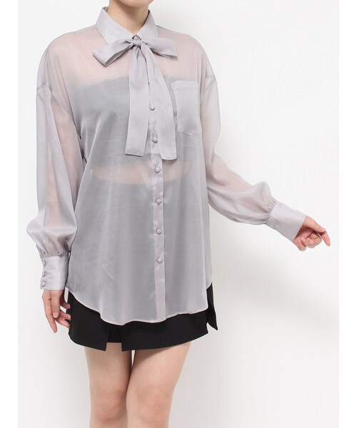 EATME（イートミー）の「フリルオーバーシャツ（シャツ/ブラウス・レディース・グレー/ブラック/イエロー・F）」の2枚目の写真