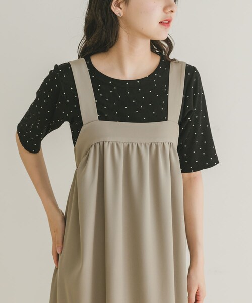 ITEMS URBANRESEARCH（アイテムズ アーバンリサーチ）の「5ブソデリブTシャツ（Tシャツ/カットソー・レディース・WHT/CHA/BLK・FREE）」の3枚目の写真