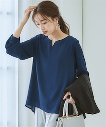 7days Life Styling | 【吸汗速乾カットソー裏地付】シフォンジョーゼット金具付きブラウス(シャツ/ブラウス)