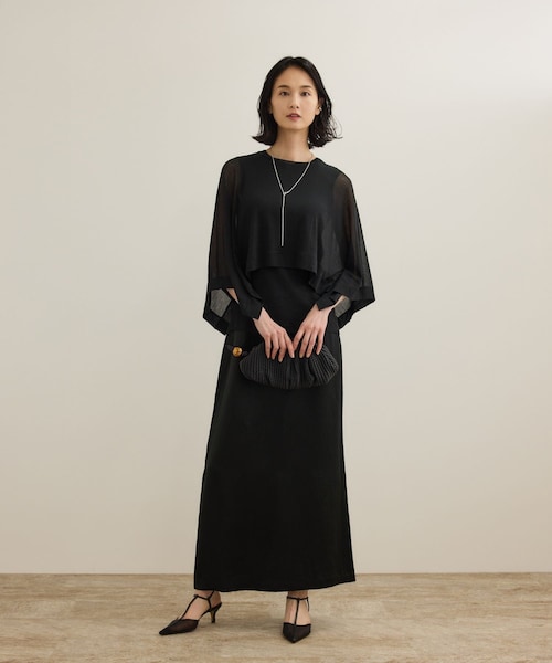 ROPE'（ロペ）の「【洗える】シアーフライスケープセットプルオーバー（Tシャツ/カットソー・レディース・ブラック/ホワイト/ブルー・F）」の12枚目の写真