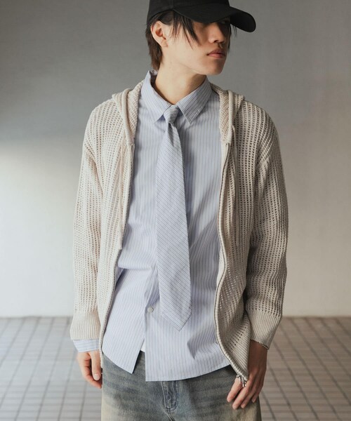 SENSE OF PLACE by URBAN RESEARCH（センスオブプレイスバイアーバンリサーチ）の「シアーメッシュフーディージップパーカー（パーカー・メンズ・BLACK/BROWN/GREIGE・M/L）」の18枚目の写真