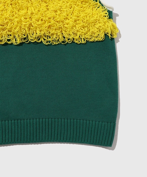 ADAM ET ROPE'(アダムエロペ)の「【LIBRIO MENDONCA/リブリオ メンドンサ】KNIT MOP VEST(ベスト・メンズ・ブラック/グリーン・F)」の6枚目の写真