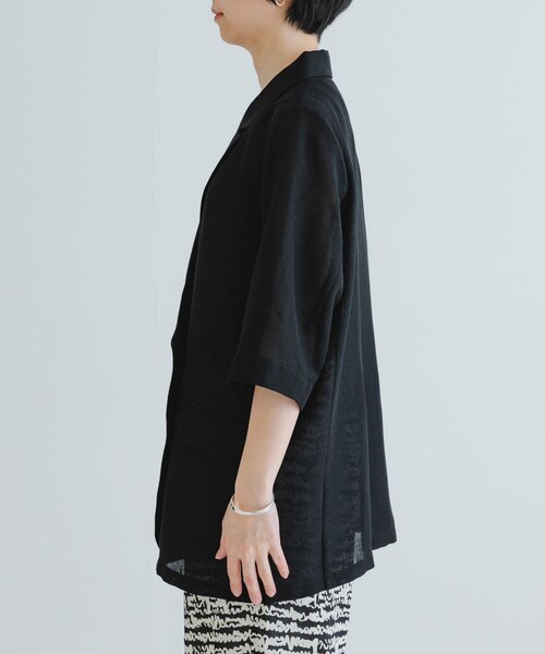 URBAN RESEARCH（アーバンリサーチ）の「『イージーケア』シアーメッシュハーフスリーブジャケット（テーラードジャケット・レディース・BEIGE/BLACK・FREE）」の13枚目の写真