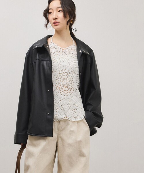 ADAM ET ROPE'（アダムエロペ）の「クロシェニットビスチェ（キャミソール・レディース・ホワイト/カーキ系・F）」の15枚目の写真