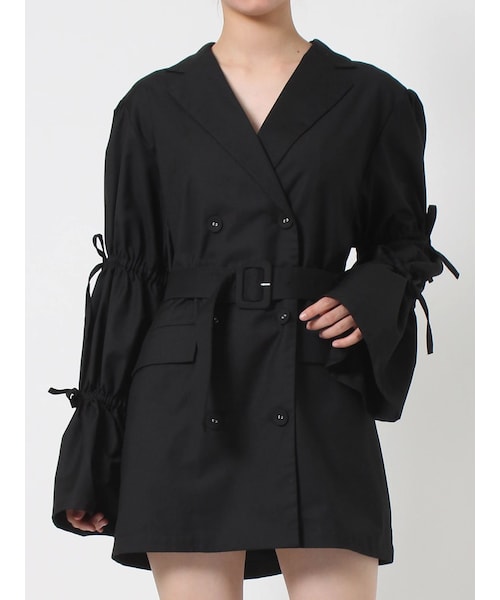 jouetie（ジュエティ）の「スリーブリボンジャケットミニワンピース（ワンピース・レディース・アイボリー/グレー/ベージュ/ピンク/ブラック・M）」の4枚目の写真