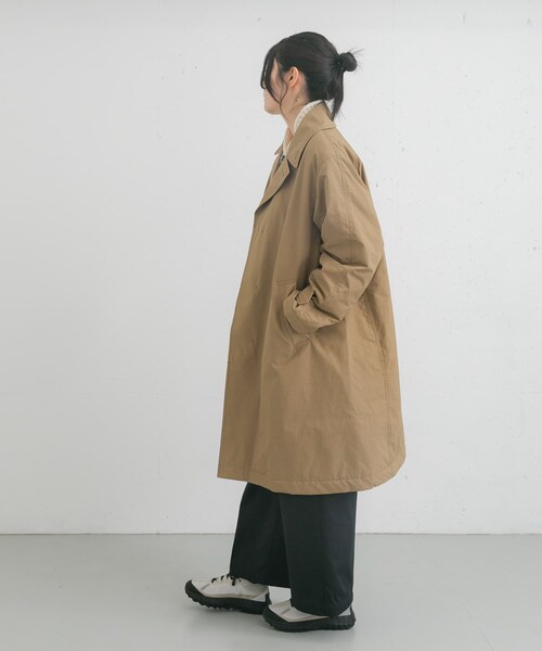 EKAL（エカル）の「撥水中綿ステンカラーコート（ステンカラーコート・レディース・キャメル/ブラック・one）」の22枚目の写真