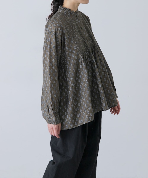 maison de soil FLOWER BLOCK PRINT SHIRT 【公式通販】