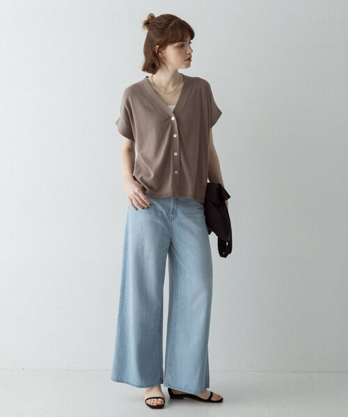 URBAN RESEARCH Sonny Label（アーバンリサーチサニーレーベル）の「クールミストフレンチニットカーディガン（カーディガン/ボレロ・レディース・ブラック/L.グレー/モカグレー・Free）」の17枚目の写真