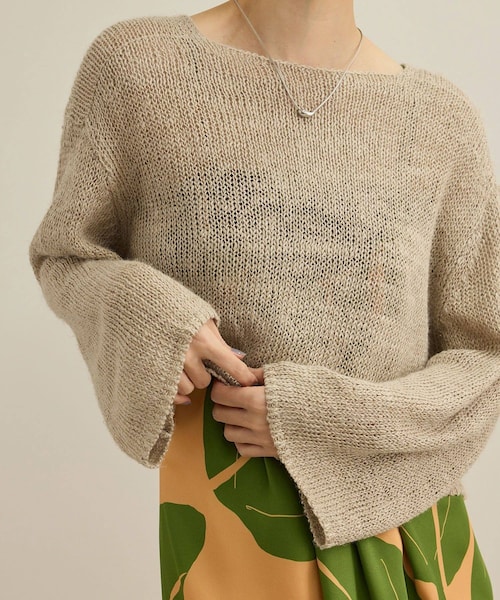 ROPE'（ロペ）の「【洗える】スラブリネン ボートネックプルオーバー（ニット/セーター・レディース・ホワイト/ベージュ/ターコイズ・F）」の6枚目の写真