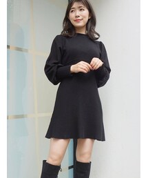 MERCURYDUO | ボリュームスリーブセミフレアミニワンピース(ワンピース)