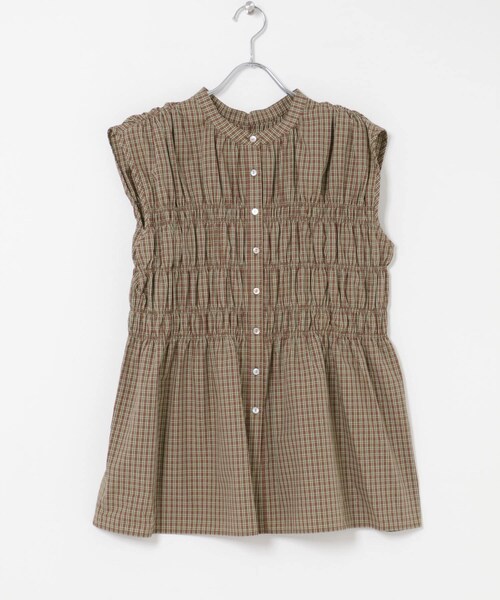 URBAN RESEARCH ROSSO（アーバンリサーチロッソ）の「CHIGNON　チェックシャーリングフレンチブラウス（シャツ/ブラウス・レディース・BROWN/BEIGE・Free）」の4枚目の写真