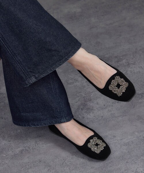 ADAM ET ROPE'(アダムエロペ)の「【MALUS(マリュス)】Velvet bijou shoes / ベルベットビジューパンプス(パンプス・レディース・ブラック・36/37/38/39)」の10枚目の写真