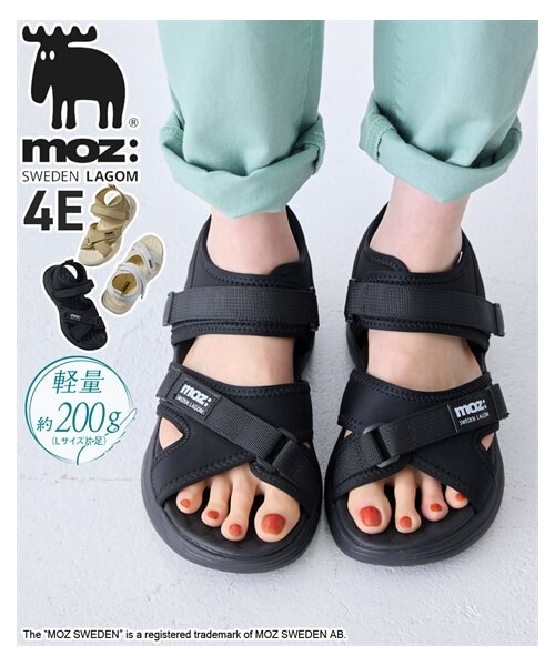 nissen（ニッセン）の「【ゆったり幅広】moz（モズ）軽量クロスベルト厚底サンダル（ワイズ４Ｅ）（サンダル・メンズ・黒/ベージュ/ホワイト・M=23.0~23.5cm/4E/L=24.0~24.5cm/4E/LL=25.0~25.5cm/4E/3L=26.0~26.5cm/4E）」の2枚目の写真