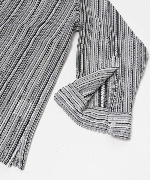 ITEMS URBANRESEARCH(アイテムズ アーバンリサーチ)の「マルチストライプレースオープンカラーシャツ(シャツ/ブラウス・メンズ・BLU/BLK/GRN・M/L)」の10枚目の写真