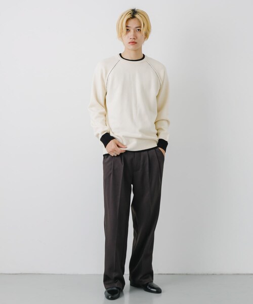 SENSE OF PLACE by URBAN RESEARCH（センスオブプレイスバイアーバンリサーチ）の「『ユニセックス』『洗濯可』ストレッチリブハイショクラインニット（ニット/セーター・メンズ・BLACK/CHARCOAL/IVORY/BROWN/L.BLUE・M/L）」の19枚目の写真