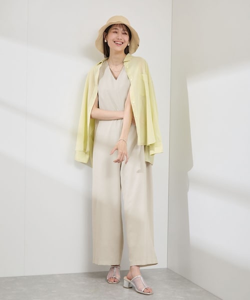 ROPE' PICNIC(ロペピクニック)の「【吸水速乾・防シワ】エフォートレスリラックスオールインワン(つなぎ/オールインワン・レディース・チャコール/ライトグレー/ベージュ・36/38)」の20枚目の写真