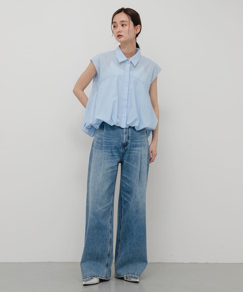 SENSE OF PLACE by URBAN RESEARCH(センスオブプレイスバイアーバンリサーチ)の「タックフェードデニムパンツ(デニムパンツ・レディース・L.BLUE/L.INDIGO・S/M)」の8枚目の写真