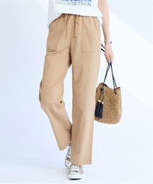 nissen | 大きいサイズ 綿混スラブちょいゆるストレートパンツ（ゆったりヒップ）(パンツ)