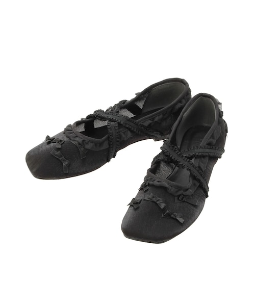 merry jenny（メリージェニー）の「petit ribbonシアーバレエシューズ（その他シューズ・レディース・アイボリー/ブラック・M/L）」の4枚目の写真