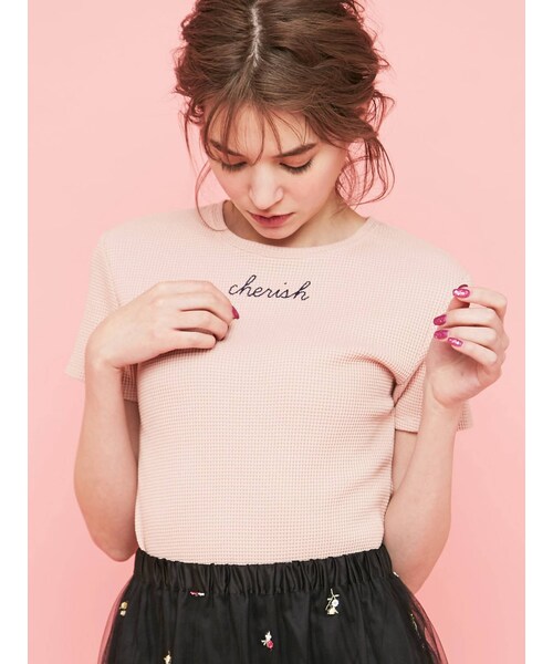 dazzlin（ダズリン）の「【sc】Cherish Tシャツ（Tシャツ/カットソー・レディース・オフホワイト/ピンク/レッド/イエロー/ミックス/グレー・F）」の4枚目の写真