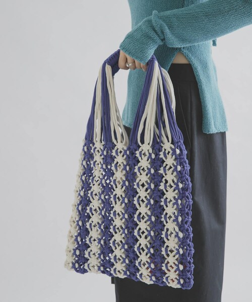 THE GOODLAND MARKET（ザグッドランドマーケット）の「PROJECT 1000　MACRAME NET（ハンドバッグ・レディース・ylw×kha/blu×ivory/pk×grn/red × sax・One）」の10枚目の写真