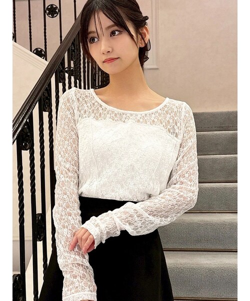 RESEXXY（リゼクシー）の「カップインレーストップス（その他トップス・レディース・ホワイト/ブラック・F）」の6枚目の写真