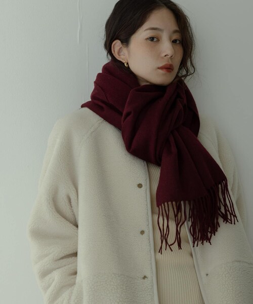 URBAN RESEARCH Sonny Label（アーバンリサーチサニーレーベル）の「大判ウールストール（マフラー・レディース・チャコール/Lグレー/ベージュ/ボルドー・One）」の21枚目の写真