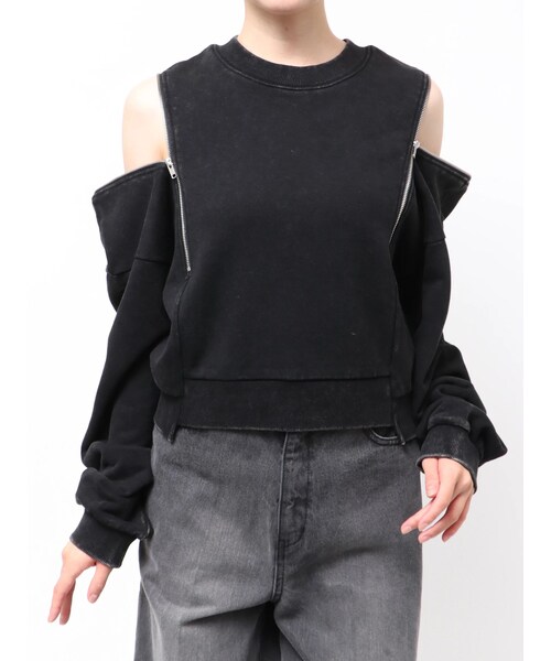 MURUA（ムルーア）の「2WAYジップスウェット（スウェット・レディース・ホワイト/ブラック/ブラウン・F）」の2枚目の写真