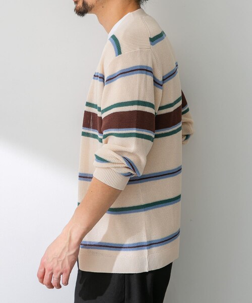 URBAN RESEARCH Sonny Label（アーバンリサーチサニーレーベル）の「マルチボーダーニットカーディガン（カーディガン/ボレロ・メンズ・ネイビー/オフ/イエロー・M/L）」の19枚目の写真