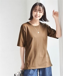 nissen | 大きいサイズ 綿100％汗染みしにくいクルーネック５分袖Ｔシャツ(Tシャツ/カットソー)