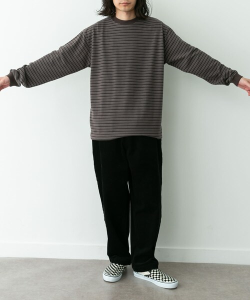 URBAN RESEARCH Sonny Label（アーバンリサーチサニーレーベル）の「ふわもちストレッチロングスリーブTEE（Tシャツ/カットソー・メンズ・オフ/チャコール/ボーダー・M/L/XL）」の22枚目の写真