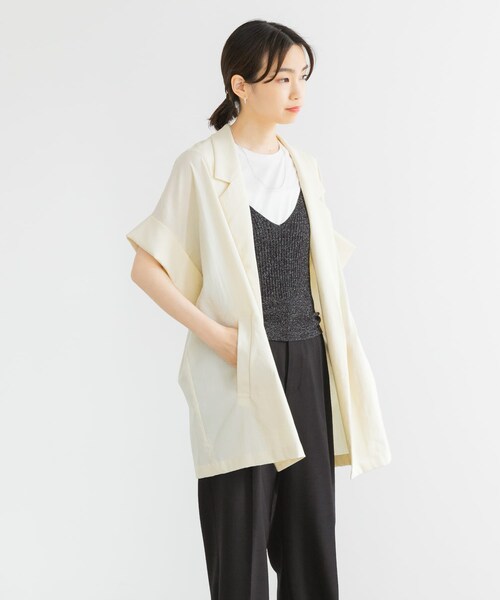 URBAN RESEARCH（アーバンリサーチ）の「ハーフスリーブジャケット（テーラードジャケット・レディース・CHARCOAL/IVORY・FREE）」の5枚目の写真