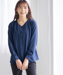 nissen | 大きいサイズフロントボタンブラウス(あったか裏地付)(シャツ/ブラウス)