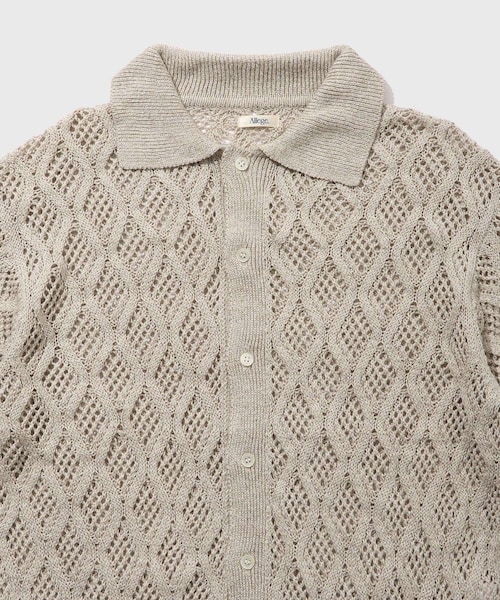 ADAM ET ROPE'（アダムエロペ）の「【Allege/アレッジ】Lace Hole Knit S/S Shirts（ニット/セーター・メンズ・チャコール/キナリ・3/4）」の11枚目の写真