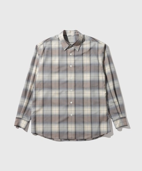 ADAM ET ROPE'(アダムエロペ)の「【AURALEE/オーラリー】SUPER LIGHT WOOL CHECK SHIRT(シャツ/ブラウス・メンズ・ダークブラウン/ブルー系・3/4/5)」の4枚目の写真