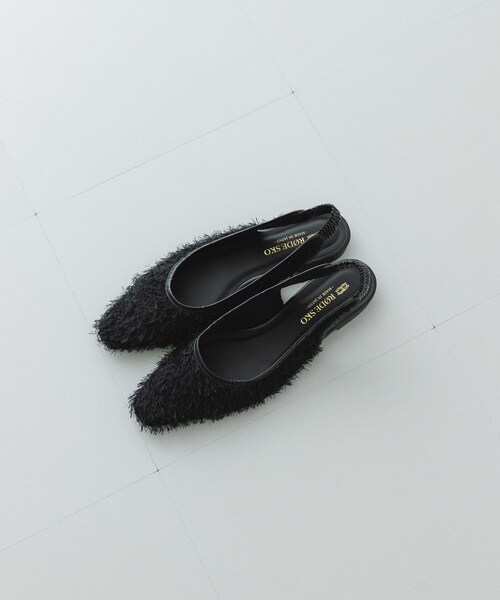 RODE SKO（ロデスコ）の「『MADE IN JAPAN』ヘアリーバックストラップミュール（その他シューズ・レディース・BLACK/BEIGE・36/37/38）」の3枚目の写真