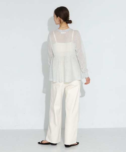 URBAN RESEARCH Sonny Label（アーバンリサーチサニーレーベル）の「シアーペプラムニットカーディガン（カーディガン/ボレロ・レディース・ライトグレー/バター/ブラック・FREE）」の22枚目の写真