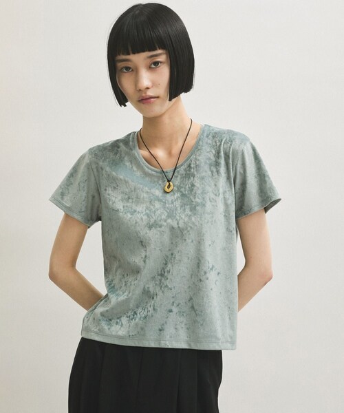 ADAM ET ROPE'（アダムエロペ）の「クラッシュベロアTシャツ（Tシャツ/カットソー・レディース・オフホワイト/ダークブラウン/モスグリーン/ブルー系/ピンク・F）」の15枚目の写真