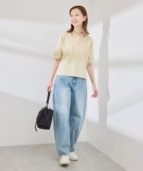 ROPE' PICNIC(ロペピクニック)の「【新色追加】バイカラーレイヤード風ニットポロシャツ(ポロシャツ・レディース・ブラック系/ホワイト系/ブラウン系/ダークグリーン/サックス・38)」の17枚目の写真