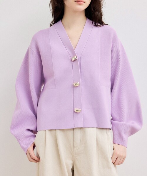 ADAM ET ROPE'(アダムエロペ)の「【WEB限定】・【サステナブル】セレクトネックカーディガン(カーディガン/ボレロ・レディース・チャコール/オフホワイト/キナリ/ネイビー/ネイビー系/ラベンダー・F)」の18枚目の写真