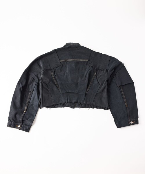 ADAM ET ROPE'(アダムエロペ)の「【QUIITO】REMAKE DENIM SHORT JACKET BLACK(デニムジャケット・レディース・ブラック・F)」の6枚目の写真