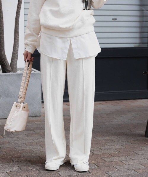 URBAN RESEARCH DOORS（アーバンリサーチドアーズ）の「FORK&SPOON　スーピマコットン混反毛スウェットパンツ（スウェットパンツ・レディース・IVORY/INKBLACK・1/2）」の15枚目の写真