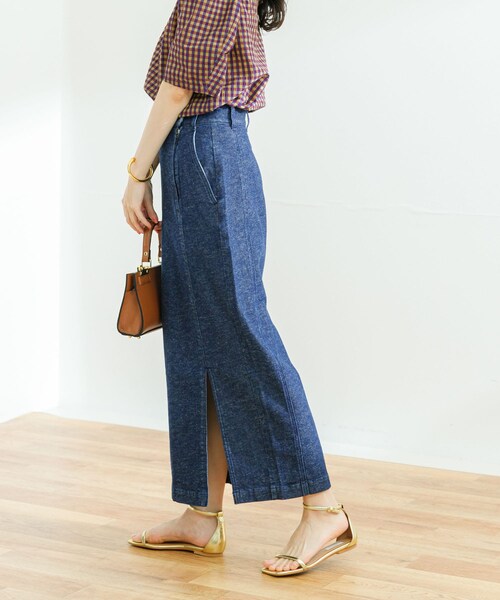 URBAN RESEARCH（アーバンリサーチ）の「綿麻デニムタイトスカート（デニムスカート・レディース・INDIGO/L.BLUE・36/38）」の7枚目の写真