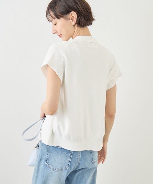 ROPE' PICNIC(ロペピクニック)の「八方映えニット 金ボタンフレンチスリーブポロカラーカーディガン/UVカット・接触冷感・イージーケア(カーディガン/ボレロ・レディース・ブラック/オフホワイト/ブラウン/サックス/ラベンダー・F)」の14枚目の写真