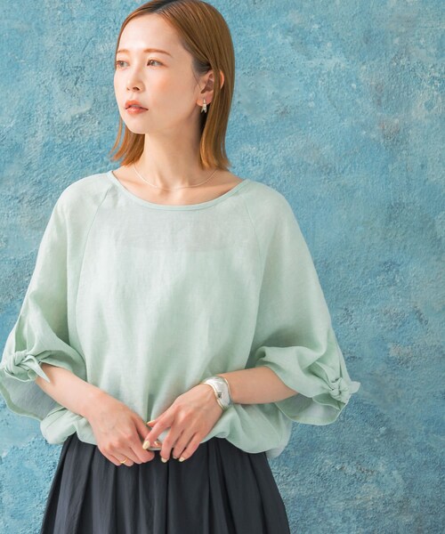 URBAN RESEARCH ROSSO（アーバンリサーチロッソ）の「リボンスリーブプルオーバー（シャツ/ブラウス・レディース・L/MINT/SHELL WT/PINK/D/NAVY・FREE）」の18枚目の写真