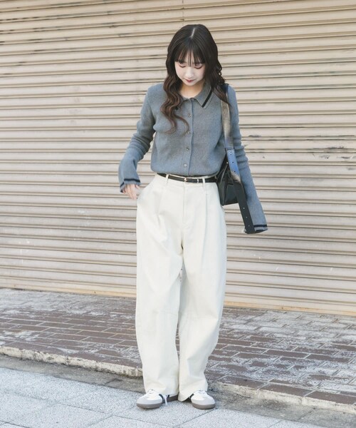 ITEMS URBANRESEARCH（アイテムズ アーバンリサーチ）の「配色ポロニット（ニット/セーター・レディース・GRY/NVY/MELON・Free）」の8枚目の写真