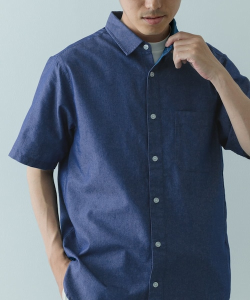 ITEMS URBANRESEARCH（アイテムズ アーバンリサーチ）の「TCインディゴレギュラーカラー半袖シャツ（シャツ/ブラウス・メンズ・NVY/BLU/L.BLUE・M/L）」の12枚目の写真