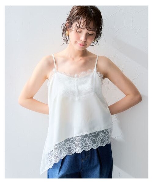 nissen（ニッセン）の「イレギュラーヘムレースキャミソール（キャミソール・レディース・アイボリー/黒・S/M/L/LL）」の9枚目の写真