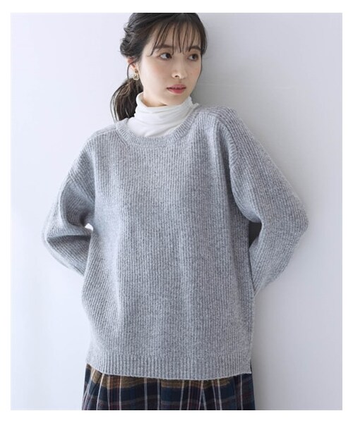 nissen（ニッセン）の「ゆったりニットプルオーバー【Otona Purete】（ニット/セーター・レディース・杢グレー/杢マスタード・M/L/LL/3L/4L/5L/6L）」の8枚目の写真